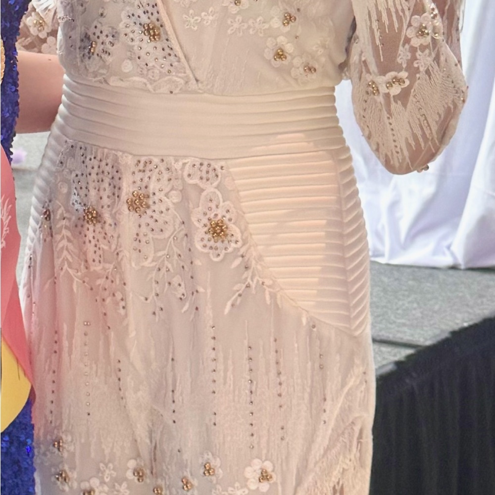 Zhivago Ivory Lace Dress with Gold Accents